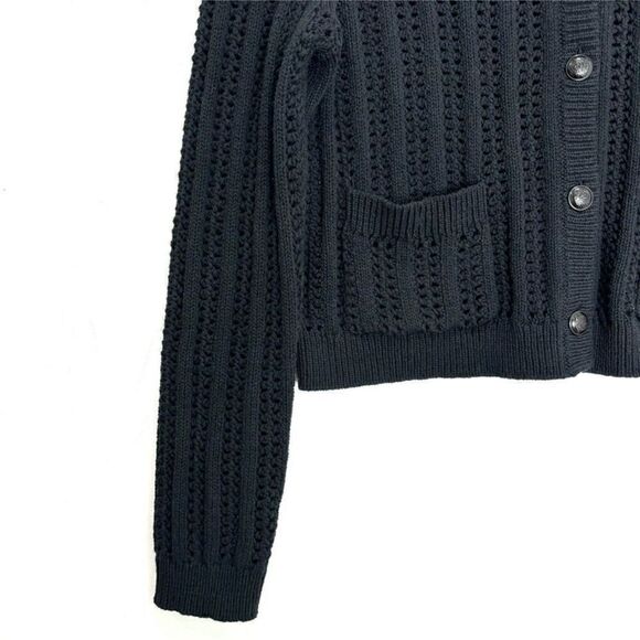 A.L.C. $395 Tilly open-knit cotton-blend cardigan in black - Picture 11 of 12